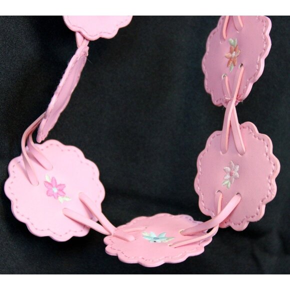 2006 Gymboree Park City Luxe Pink Concho Belt sz 3-4 NWT Flower Faux Leather - Picture 1 of 4